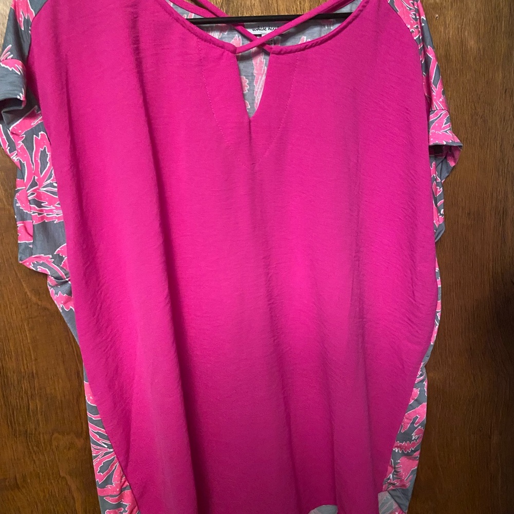 Pink and Gray Women's Top